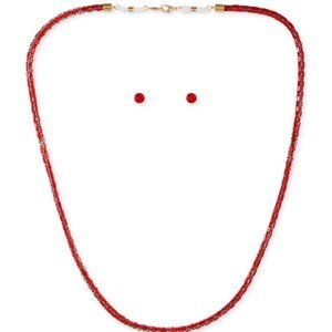 GUESS Color Crystal Mask Chain & Stud Earrings Set